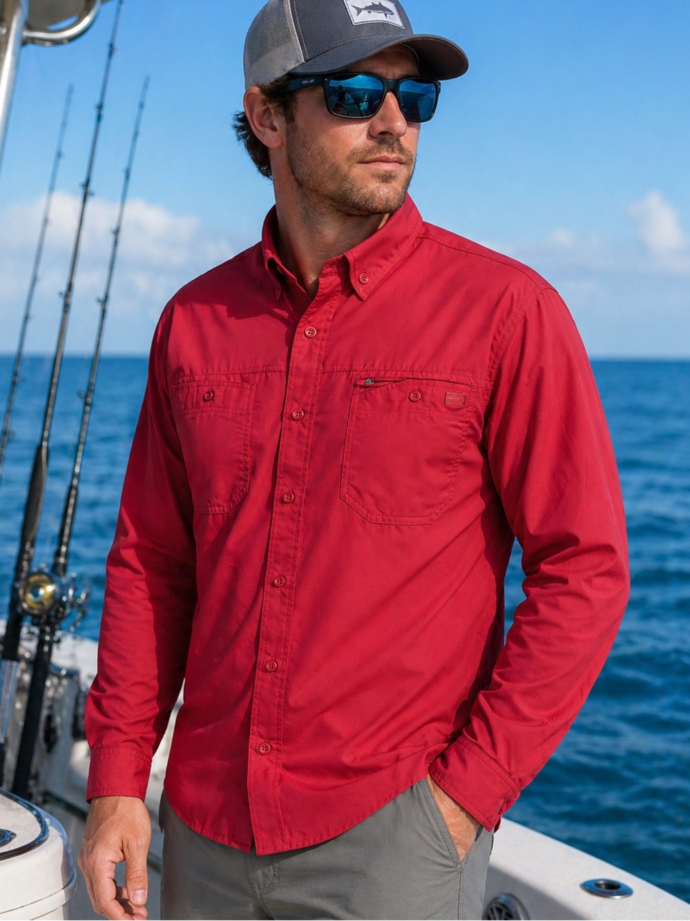 NWT Reel Life Elite Angler Fishing Shirt 2XL Red Vented Performance Utility NWT